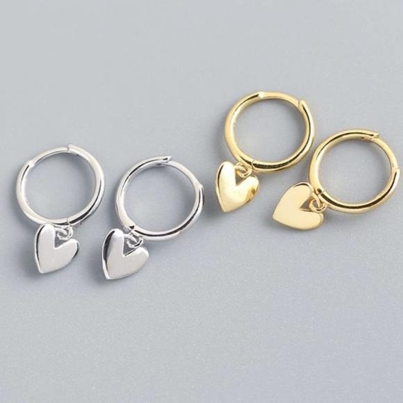 NEW GOLD MINI HEART FRENCH HOOP EARRINGS, NICE EARRINGS, CUTE EARRINGS - Picture 8 of 8